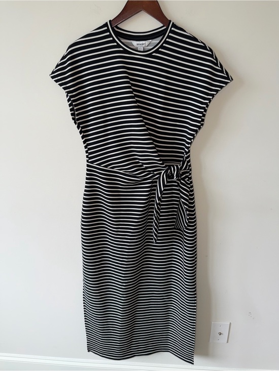 SPANX Dresses & Skirts - Spanx Modal Striped Tie-Waist Midi Dress - Black & White